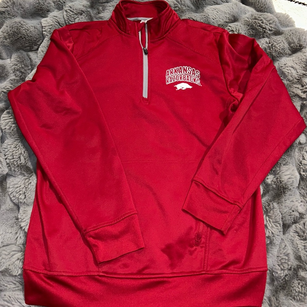 Russell Athletic Red Razorback Zip-Up Sweater